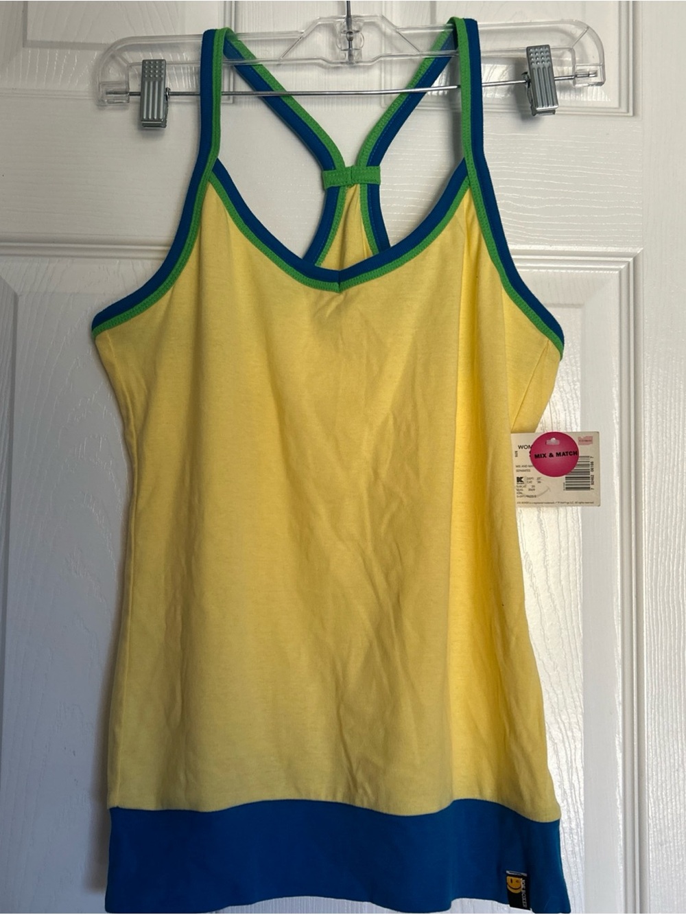 90’s New Joe Boxer women’s Racerback Tank Top  Blue Green Trim 100% Cotton